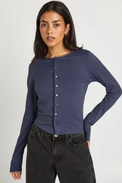 boohoo Haut à Manches Longues Sculpté Pêché avec Boutons-Pression Traversants<Femme Looks Preppy|Tops