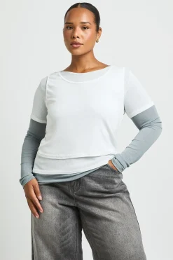 boohoo Haut À Manches Longues Superposé Plus<Femme Tops