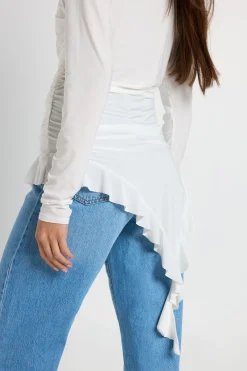 boohoo Haut À Manches Longues Toucher Doux Avec Ourlet À Volants<Femme Tops