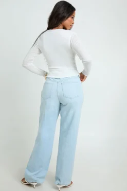 Haut À Manches Longues Transparent Texturé Avec Détail Torsadé Devant