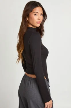 boohoo Haut à manches longues ultra-doux à col bateau et ourlet asymétrique<Femme Tops