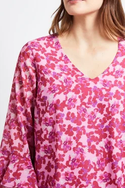 Haut À Manches Évasées À Motif Floral