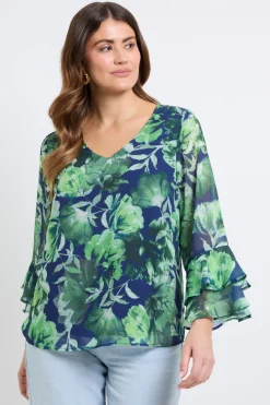 Wallis Haut À Manches Évasées À Motif Floral<Femme Tops D’Automne|Tops