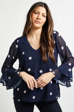 Wallis Haut À Manches Évasées À Pois<Femme Pois|Tops