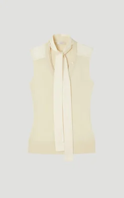 KarenMillen Haut Mix Tissé et Maille à Col Noué<Femme Pulls Et Gilets|Toutes Les Mailles