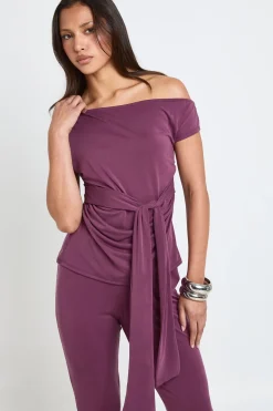 boohoo Haut Modal À Épaules Dénudées Avec Taille Nouée<Femme Tops