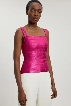 Haut Moulant À Bandes Style Bandage Métallisé