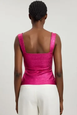 Haut Moulant À Bandes Style Bandage Métallisé