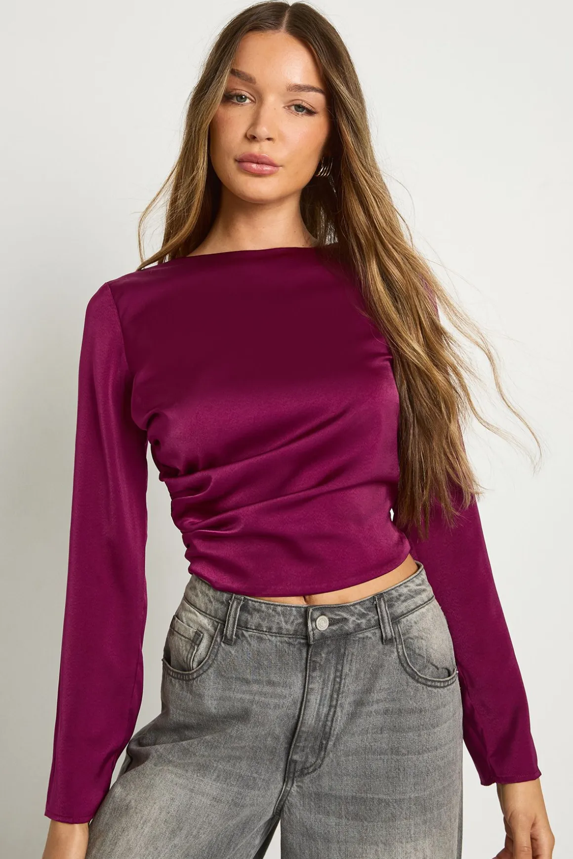 Haut à nouer dans le dos en satin texturé