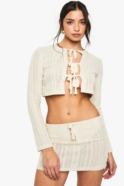 boohoo Haut à nouer en crochet détaillé<Femme Pulls Et Gilets|Toutes Les Mailles