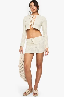 boohoo Haut à nouer en crochet détaillé<Femme Pulls Et Gilets|Toutes Les Mailles
