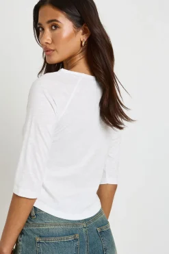 boohoo Haut À Ourlet Arrondi En Jersey Slub Avec Manches 3/4<Femme Tops