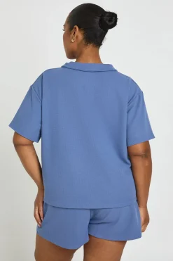 boohoo Haut Oversized Col V Ouvert Texture Gaufre Grande Taille<Femme Tops
