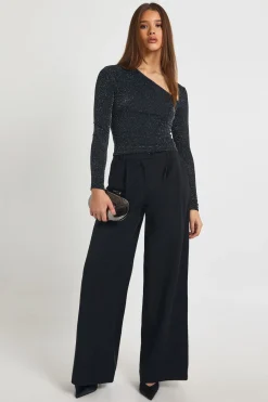 boohoo Haut à paillettes asymétrique à manches longues<Femme Tops
