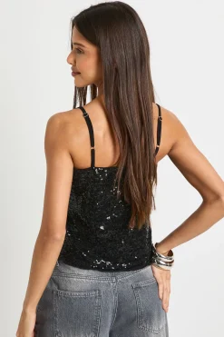 boohoo Haut à paillettes camisole avec détails de volants<Femme Tops