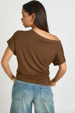 boohoo Haut Épaules Dénudées À Garniture D'œillets<Femme Tops