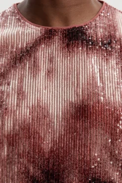 KarenMillen Haut Épaules Structurées à Sequins Ombrés Tissés<Femme Tops D’Automne|Tops