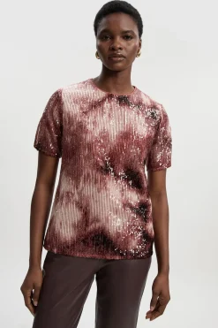 KarenMillen Haut Épaules Structurées à Sequins Ombrés Tissés<Femme Tops D’Automne|Tops