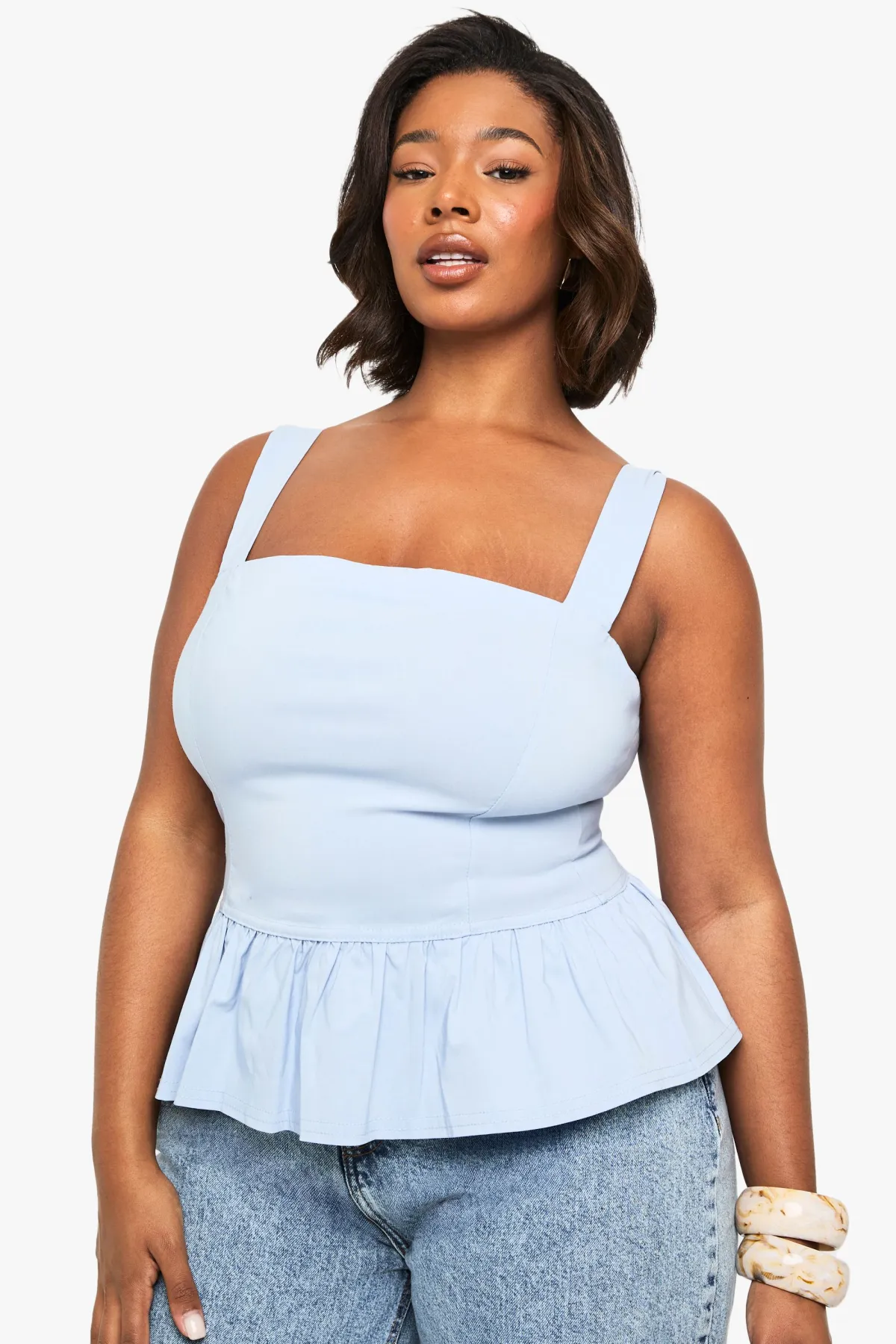boohoo Haut peplum en bengaline Plus<Femme Tops