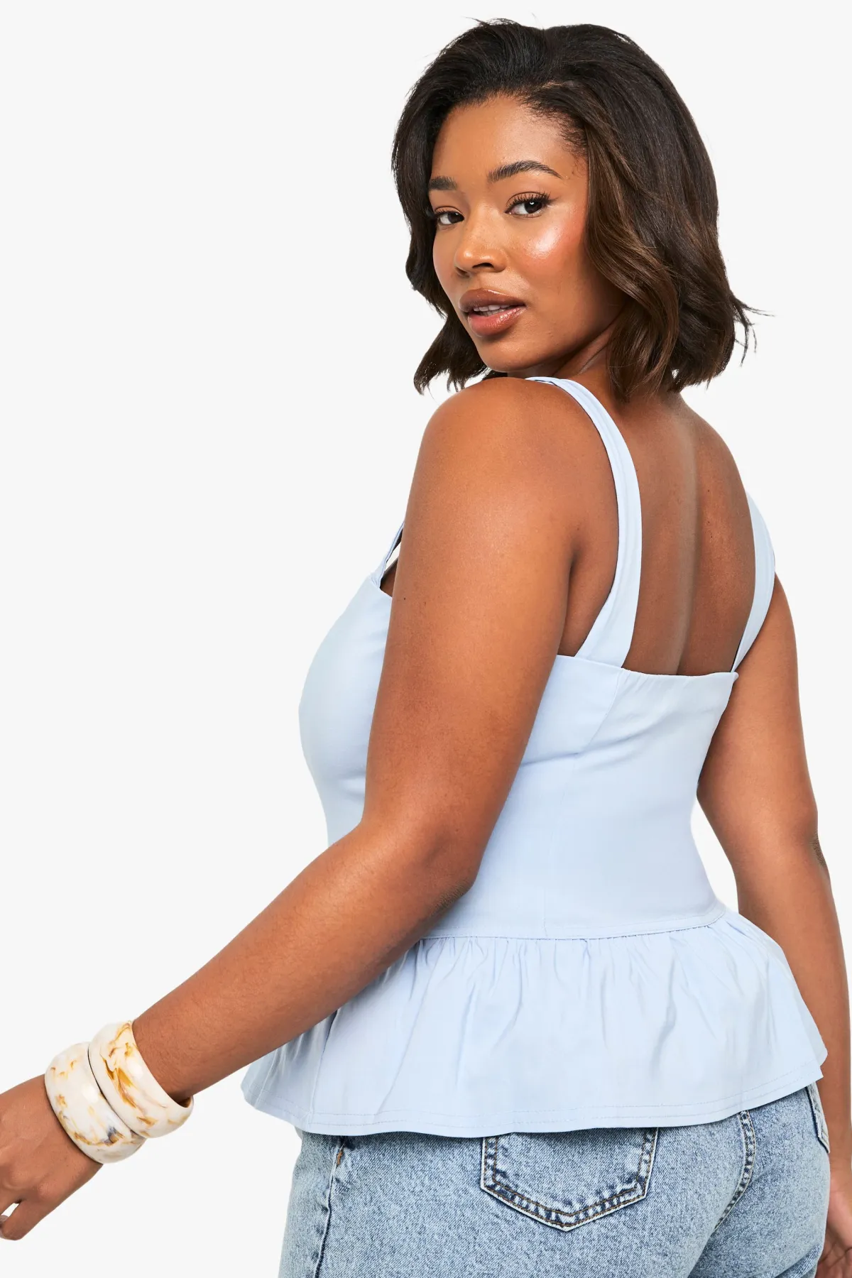 boohoo Haut peplum en bengaline Plus<Femme Tops