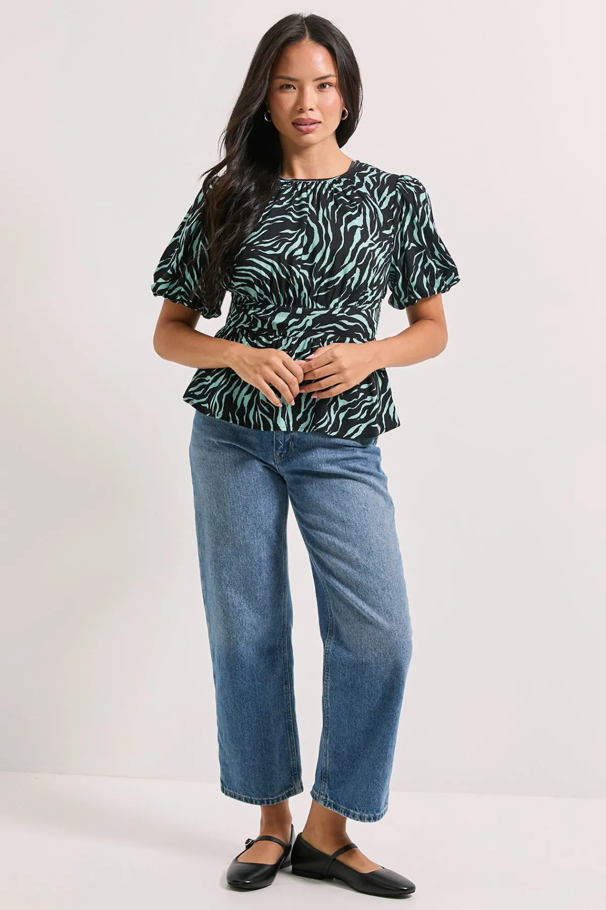Dorothy Perkins Haut Peplum à Imprimé Zèbre avec Passepoil Contrastant<Femme Tops