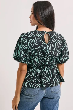 Dorothy Perkins Haut Peplum à Imprimé Zèbre avec Passepoil Contrastant<Femme Tops