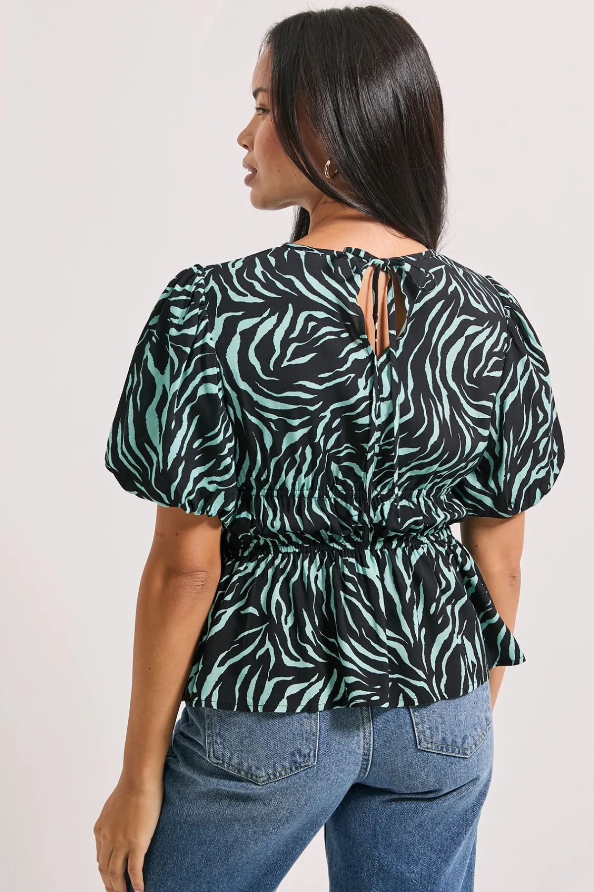 Dorothy Perkins Haut Peplum à Imprimé Zèbre avec Passepoil Contrastant<Femme Tops