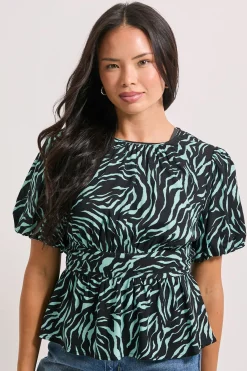 Dorothy Perkins Haut Peplum à Imprimé Zèbre avec Passepoil Contrastant<Femme Tops