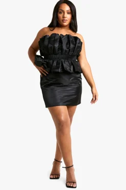 boohoo Haut Peplum Puffball en taffetas grande taille<Femme Tops