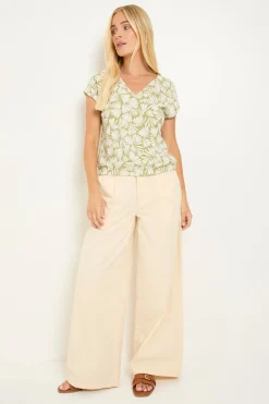 Wallis Haut Petite Col En V À Ourlet Bouffant En Jersey Imprimé Éventail<Femme Tops
