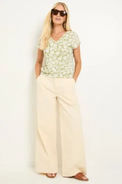 Wallis Haut Petite Col En V À Ourlet Bouffant En Jersey Imprimé Éventail<Femme Tops