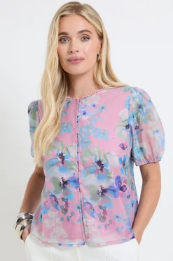 Haut Petite À Manches Bouffantes En Organza