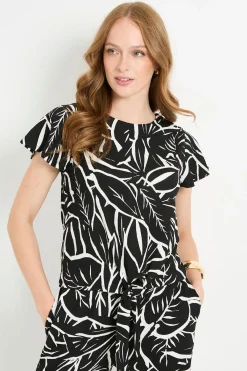 Wallis Haut Petite À Manches Papillon En Jersey Tropical Avec Détail Nœud<Femme Tops