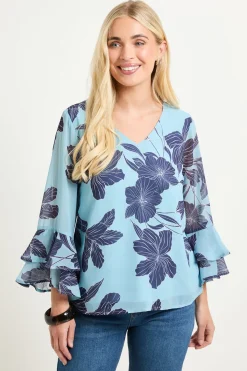 Wallis Haut Petite À Manches Évasées À Motif Floral<Femme Tops D’Automne|Tops