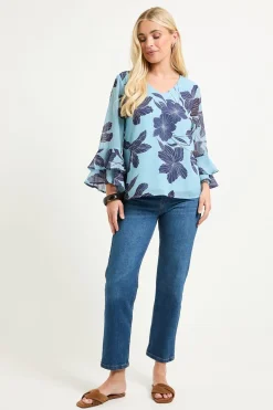 Wallis Haut Petite À Manches Évasées À Motif Floral<Femme Tops D’Automne|Tops
