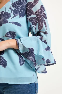 Wallis Haut Petite À Manches Évasées À Motif Floral<Femme Tops D’Automne|Tops