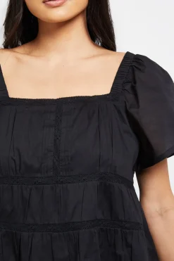 Dorothy Perkins Haut Petite Taille À Manches Évasées Avec Insertions De Dentelle<Femme Satin Et Dentelle|Tops
