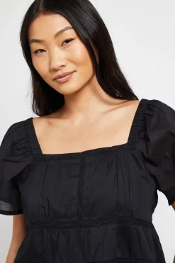 Dorothy Perkins Haut Petite Taille À Manches Évasées Avec Insertions De Dentelle<Femme Satin Et Dentelle|Tops