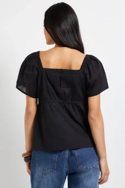 Dorothy Perkins Haut Petite Taille À Manches Évasées Avec Insertions De Dentelle<Femme Satin Et Dentelle|Tops