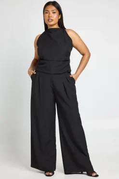 boohoo Haut Plissé Ajusté Grande Taille Avec Détail De Bretelles<Femme Tops