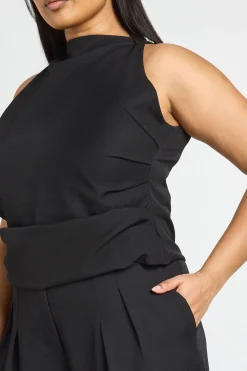boohoo Haut Plissé Ajusté Grande Taille Avec Détail De Bretelles<Femme Tops
