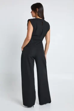 Haut plissé cintré et pantalon palazzo coordonné