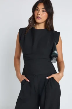 Haut plissé cintré et pantalon palazzo coordonné