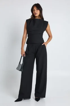 Haut plissé cintré et pantalon palazzo coordonné