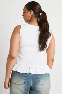 boohoo Haut Plus à boutons sur le devant et ourlet à volants<Femme Tops