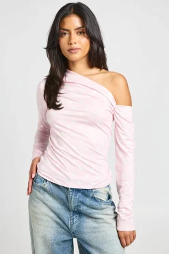Haut À Pois Asymétrique Une Épaule Sans Manches