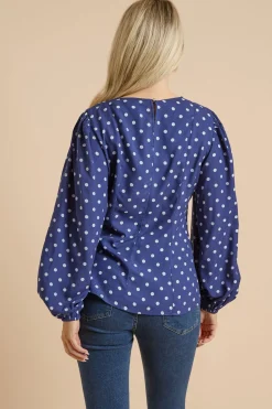 Dorothy Perkins Haut À Pois Col En V Et Manches Bouffantes<Femme Tops D’Automne|Tops