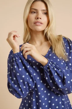 Dorothy Perkins Haut À Pois Col En V Et Manches Bouffantes<Femme Tops D’Automne|Tops