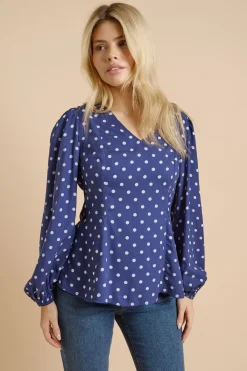 Dorothy Perkins Haut À Pois Col En V Et Manches Bouffantes<Femme Tops D’Automne|Tops