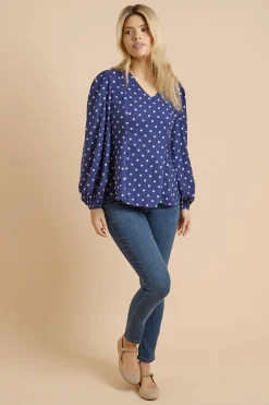 Dorothy Perkins Haut À Pois Col En V Et Manches Bouffantes<Femme Tops D’Automne|Tops